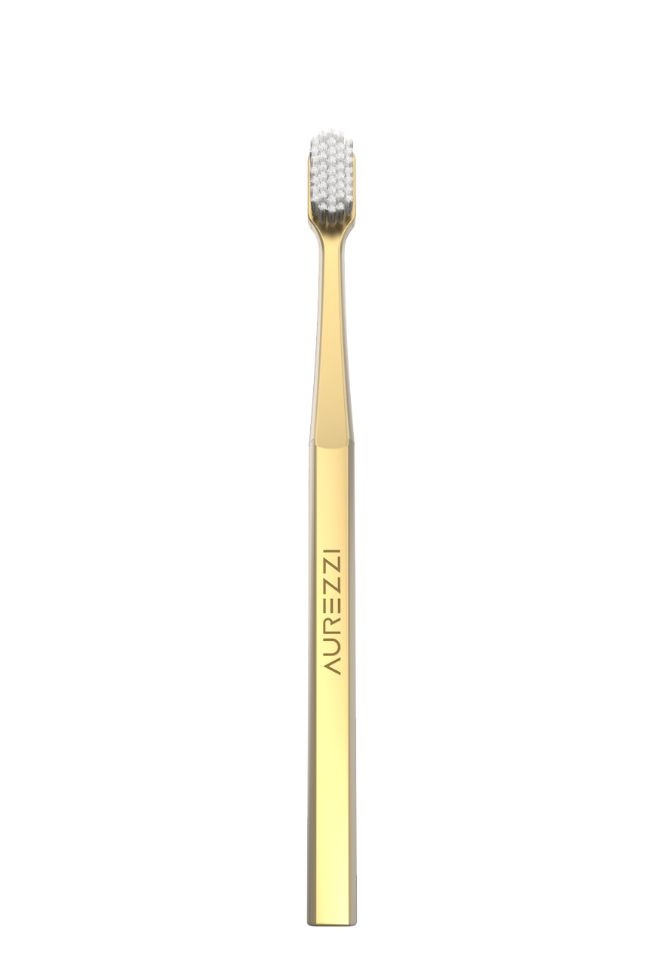 AUREZZI 24K Gold White Adult Toothbrush Medium - зубная щетка для взрослых с щетиной средней жесткости #1