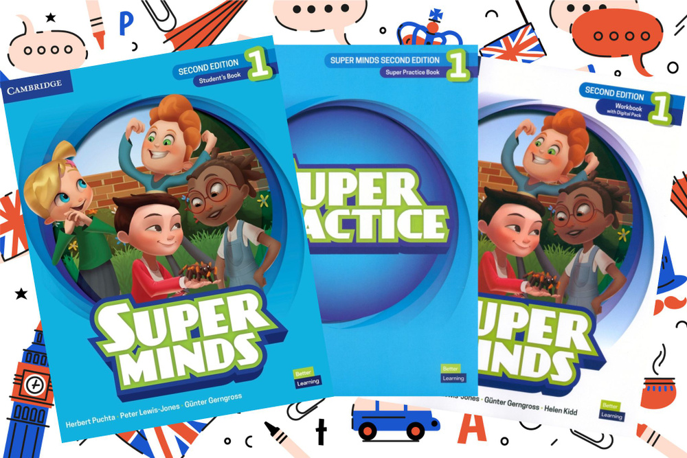 Super Minds 1 (Second Edition) Students Book + Workbook (без кода) + Super Practice 1 + DVD | Herbert #1