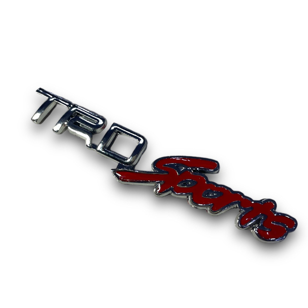 Шильдик "TRD SPORT" на багажник авто красный хром (длина 11см)  #1