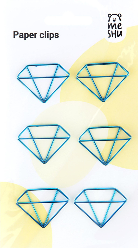 Скрепки фигурные MESHU Diamonds 2,5см, Арт. MS_41589, 6шт - 4 упаковки #1