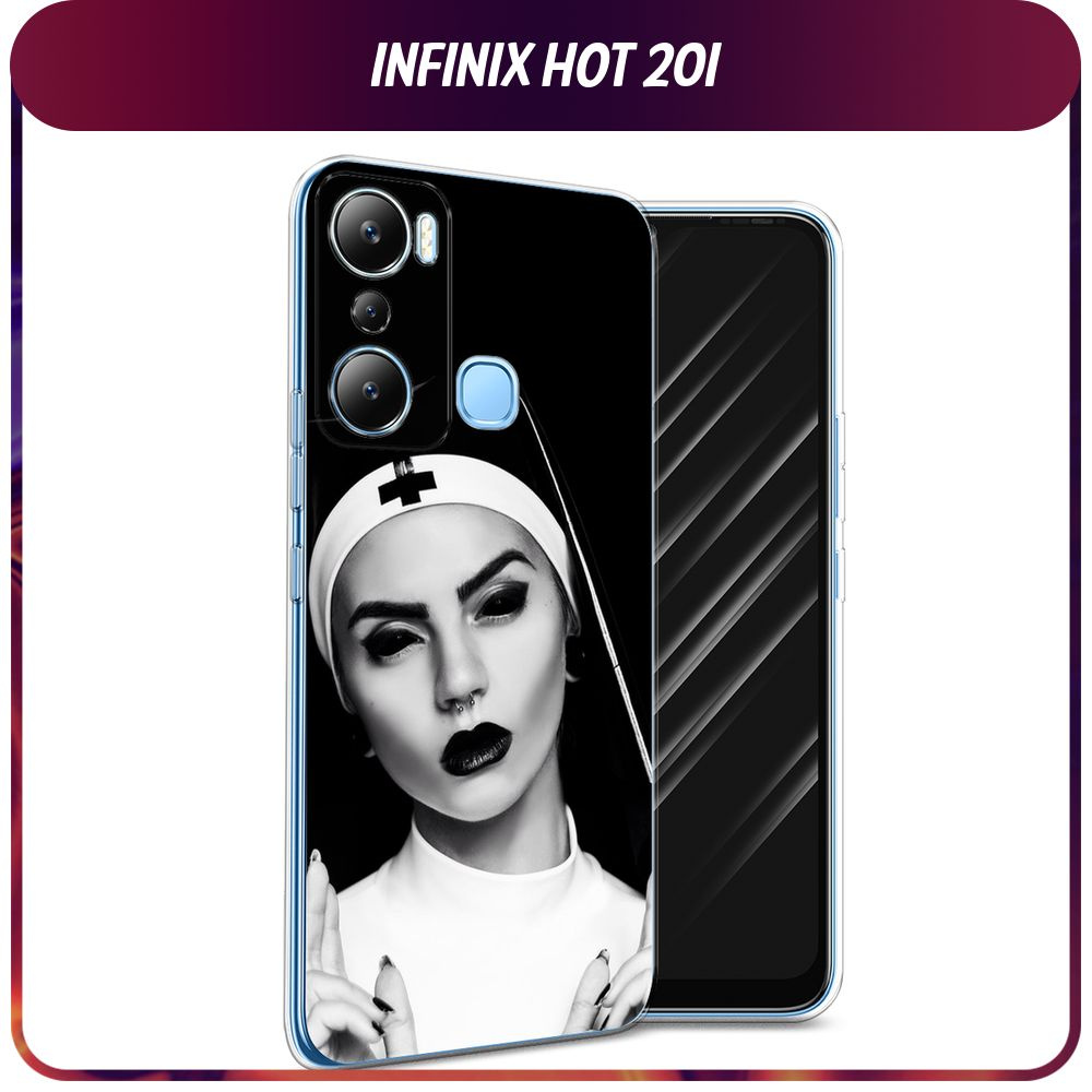 Силиконовый чехол на Infinix HOT 20i / Инфиникс Хот 20i - "Черная монашка"  #1