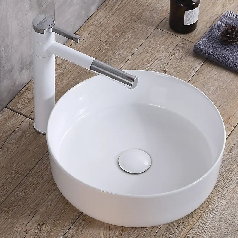 Керамическая раковина (умывальник) для ванной Rea ELMA накладная, без перелива, цвет белый глянцевый, #1