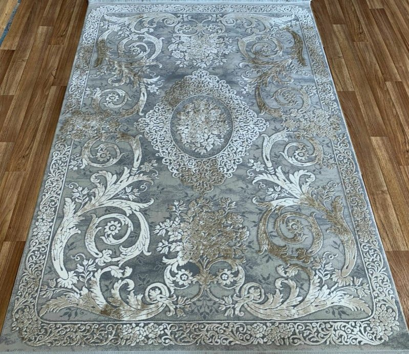 Ekocarpet Ковер NESSA R125B из акрила, серый с бежевым, с винтажным узором, на пол в спальню или гостиную, #1