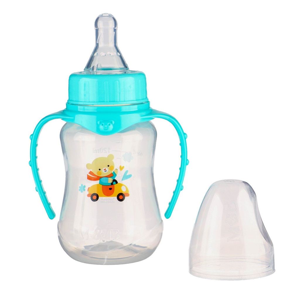 Бутылочка для кормления Mum&Baby "Мишутка" детская приталенная, с ручками, 150 мл, от 0 месяца, цвет #1
