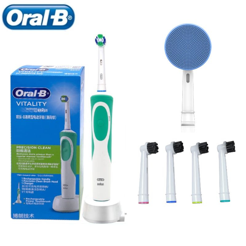 Oral-B Электрическая зубная щетка 1 зубная щетка 1 коробка 4 подарочные насадки, зеленый, лазурный  #1