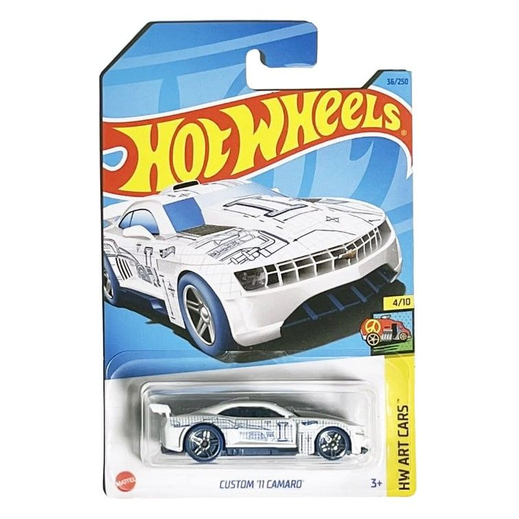 HKK17 Машинка металлическая игрушка Hot Wheels коллекционная модель Custom 11 Camaro белый;синий  #1