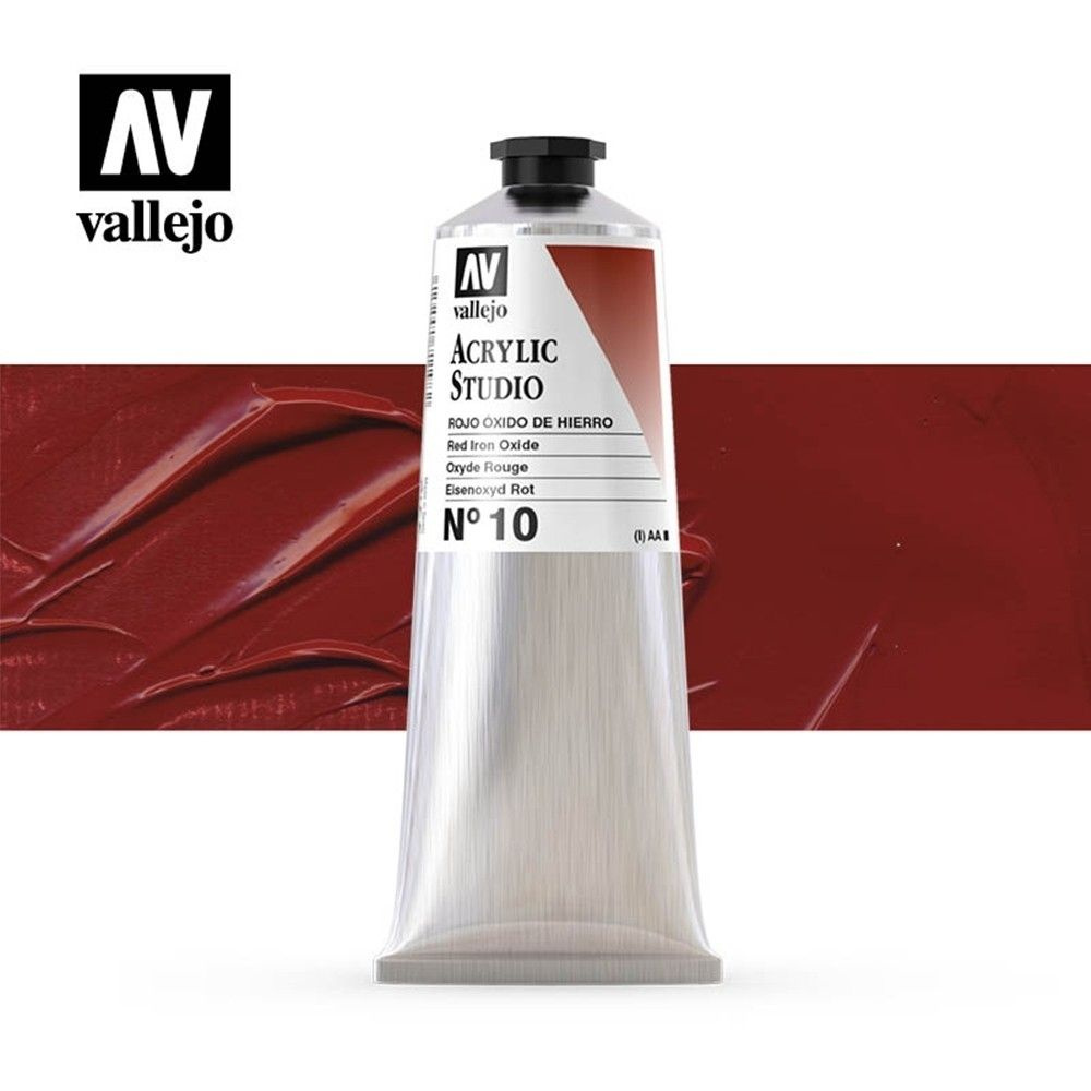 Акриловая краска Vallejo "Studio" #10 Red Iron Oxide (Марс красный), 125 мл  #1