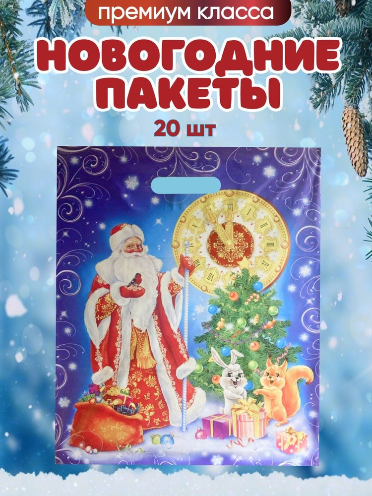 Набор новогодних подарочных пакетов, 38х48, 20 шт. #1