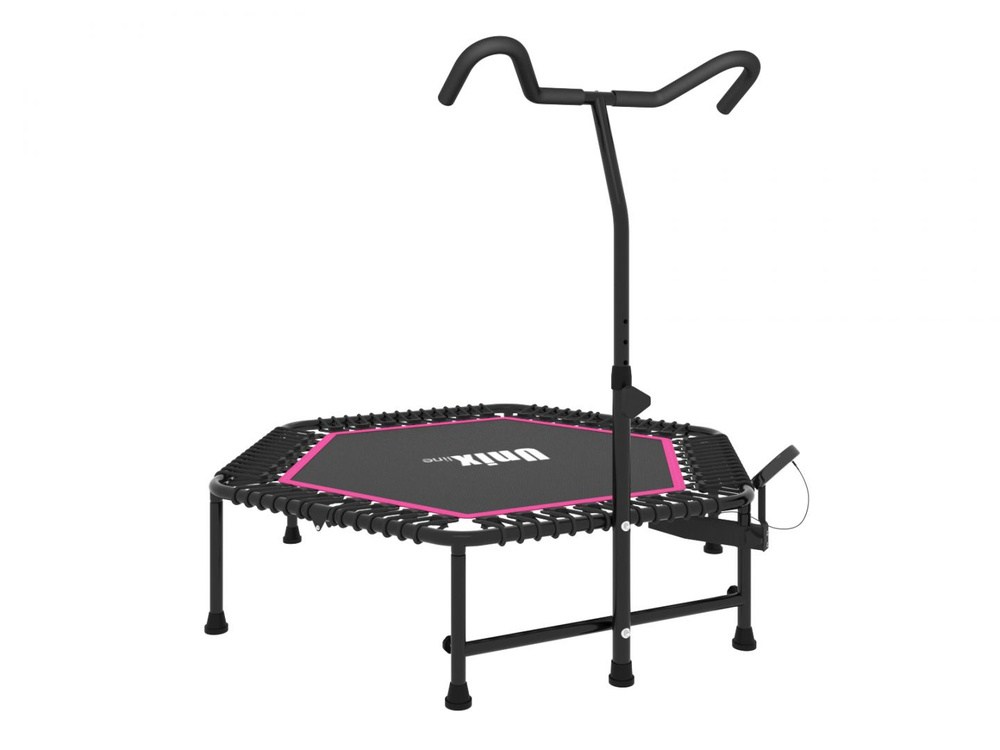 Джампинг батут для фитнеса UNIX line FITNESS Pink PRO (130 cm), каркасный, с ручкой, спортивный, для #1