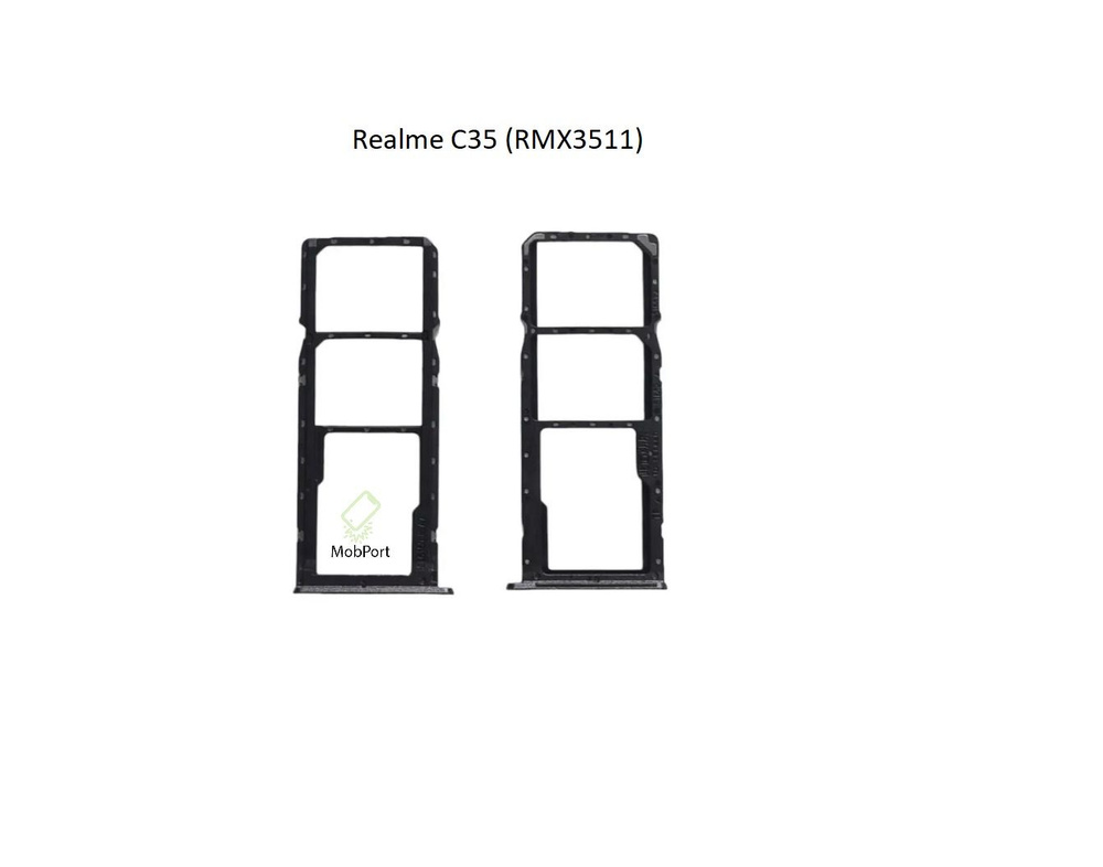 Держатель SIM для Realme C35 (RMX3511), Черный (Сим Лоток) #1