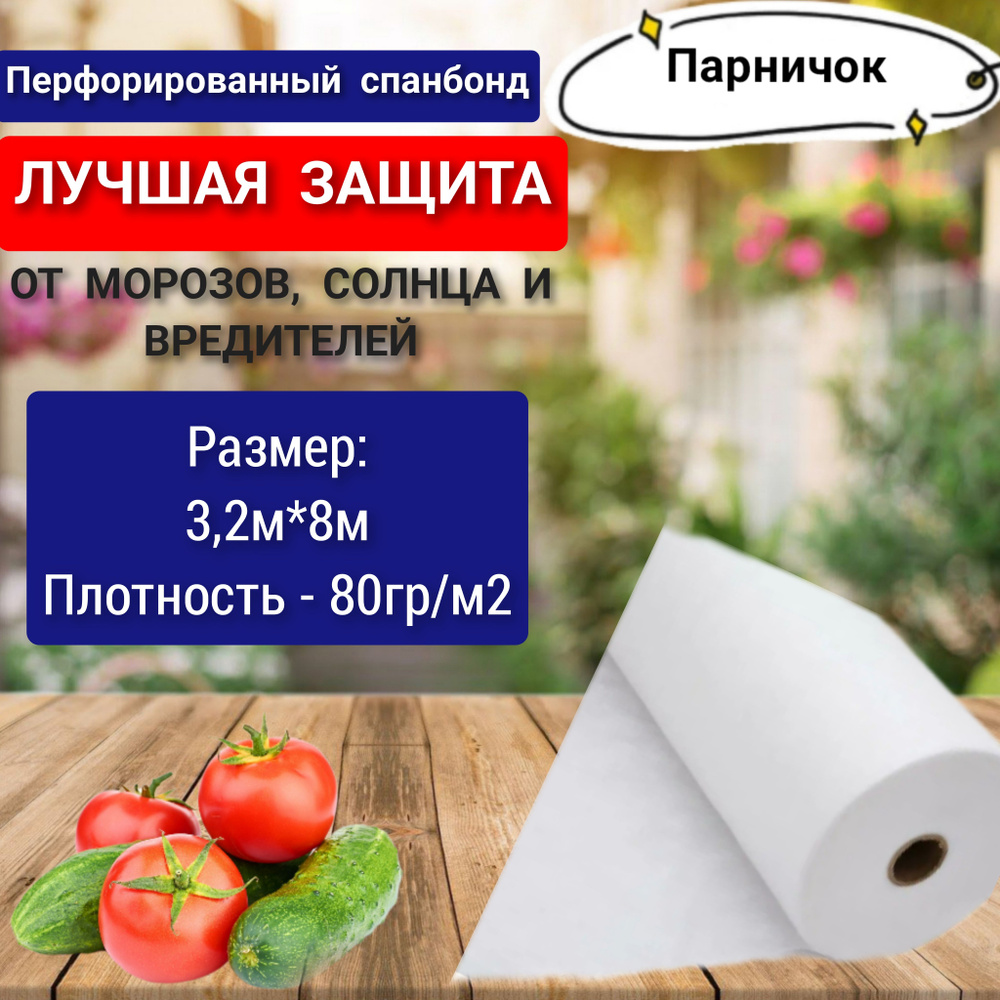 Парничок Укрывной материал Спанбонд, 3.2x8 м, 80 г-кв.м, 1 шт  #1