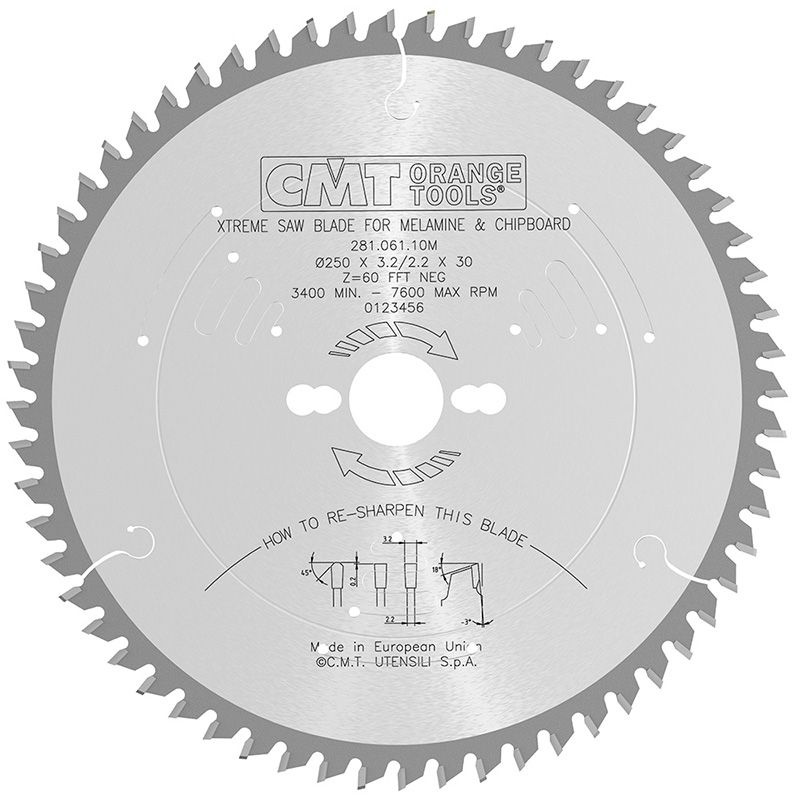 Диск пильный для ЛДСП СМТ Италия 250x30x3,2/2,2 10 TCG Z60 CMT 281.061.10M  #1