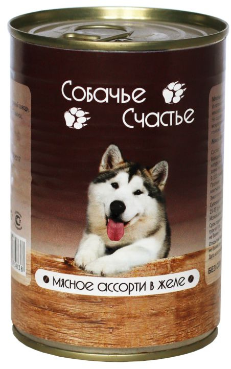 Корм Собачье Счастье (в желе) для собак, мясное ассорти, 410 г x 20 шт  #1