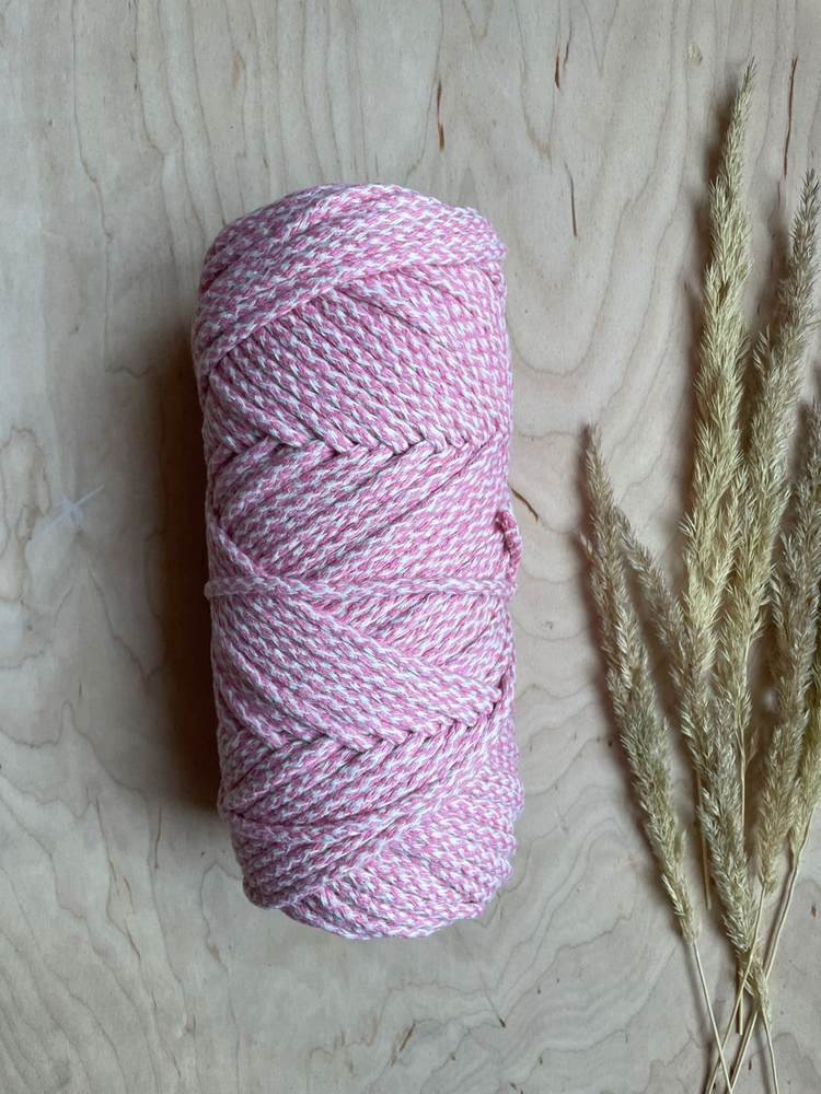 Шнур хлопковый для вязания и шитья Пудра меланж 5мм 100м без сердечника  #1
