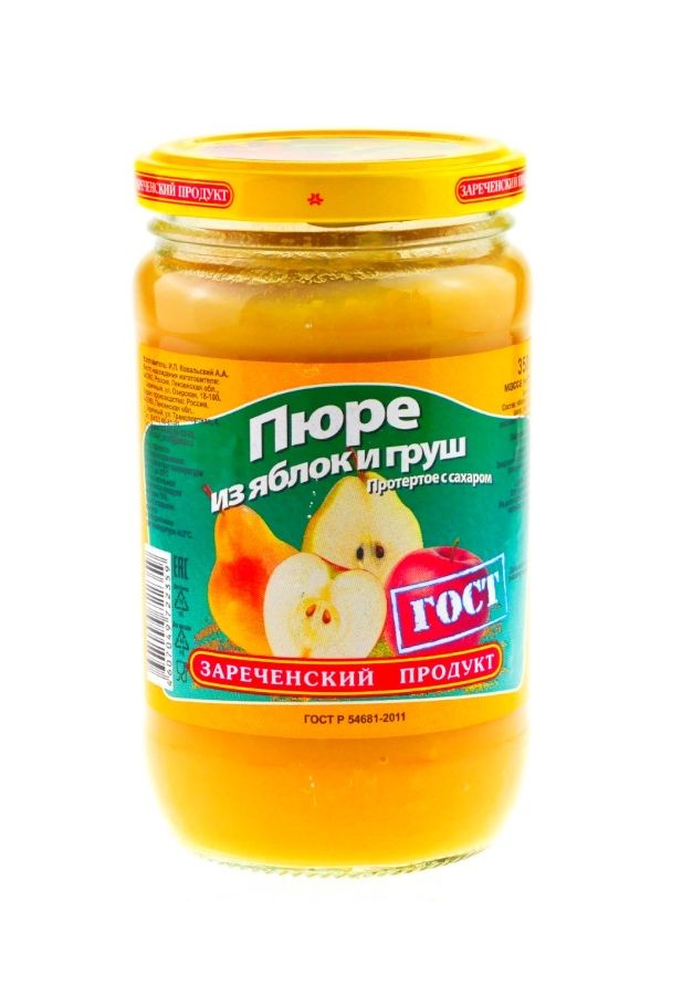 Пюре из яблок и груш протёртое с сахаром зареченский продукт 350 г-3 штуки  #1