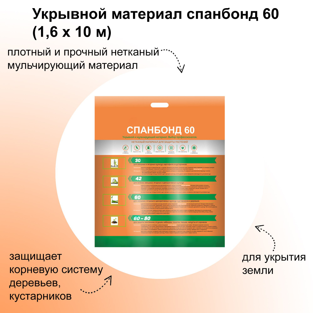 Укрывной материал спанбонд 60 (1,6 х 10 м), цвет черный, применяется для мульчирования и защиты земли #1