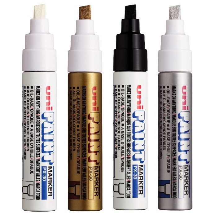 Промышленный масляный маркер-краска Uni PAINT PX-30 по всем поверхностям, 4,0-8,5 мм (уп 6 шт), Серебряный #1