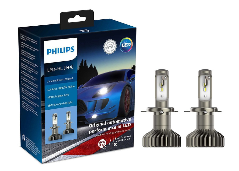 Лампа автомобильная светодиодная Philips x-TREMEULTINON led gen2 11342xuwx2 h4 p43t 2 шт.. Led лампы h4 Philips x-treme Ultinon. Светодиодные лампы h4 Philips Ultinon. Лампочки Филипс для автомобиля h4. H7 12v led