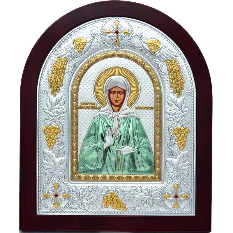 Матрона Московская Святая блаженная. Икона в серебряном окладе с цветной эмалью.  #1