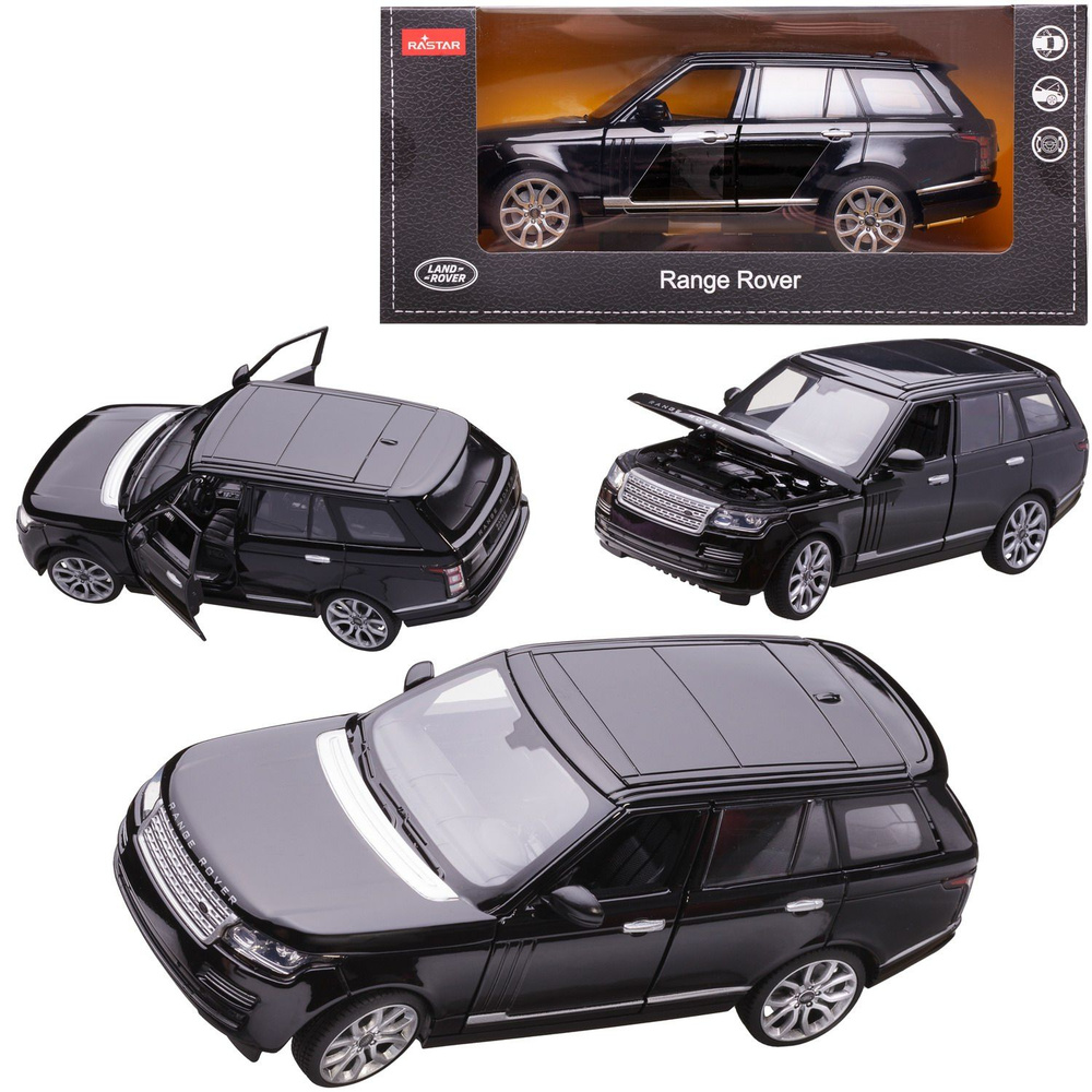 Машина металлическая 1:24 Range Rover, цвет черный, двери и капот открываются  #1