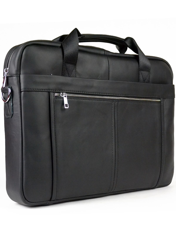 Мужская сумка портфель из натуральной кожи черный 43x33x7см  #1