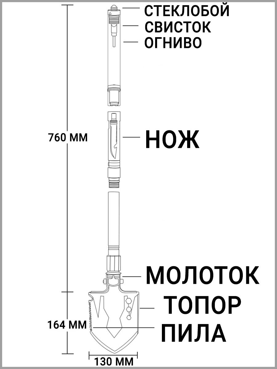 Лопата штыковая широкая автомобильная складная в автомобиль, поход, для снега. Многофункциональный набор инструментов мультитул с ножом в подарок мужчине мужу папе парню любимому брату отцу дедушке