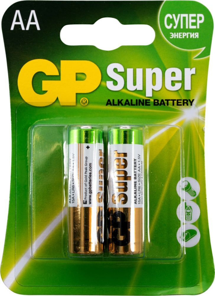 Батарейка AA щелочная GP Super Alkaline LR6 в блистере 2шт #1