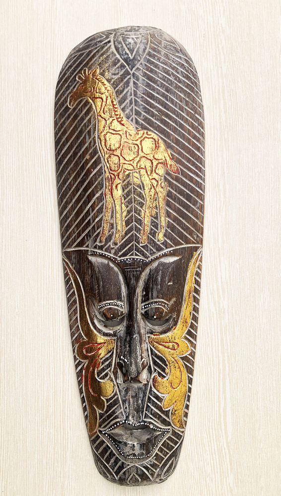 Маска панно настенное золотой жираф Индонезия "WoodOwl" #1