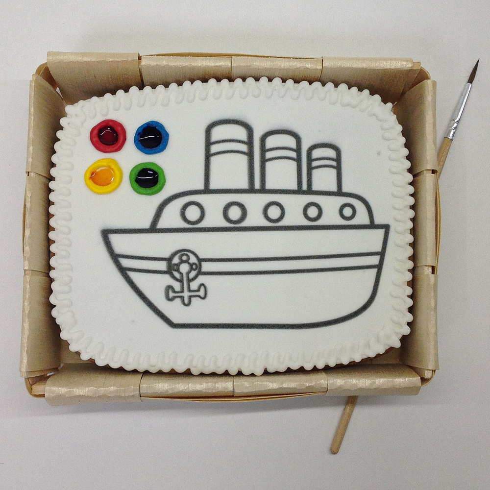 Имбирный пряник-раскраска, набор с кисточкой для творчества "Кораблик", 11*14см 135г  #1