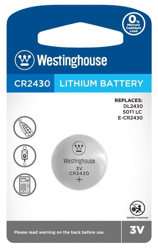 Литиевая батарейка Westinghouse CR2430-BP1. Для пультов дистанционного управления; часов; весов; автосигнализации; #1