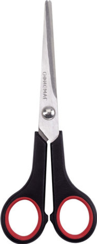 Ножницы ОФИСМАГ "Soft Grip", 165 мм, резиновые вставки, черно-красные, 3-х стороняя заточка, 236455 2 #1