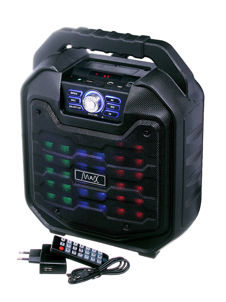Портативная акустическая система MAX MR-380, черный/FM радио/функция DISCO  #1