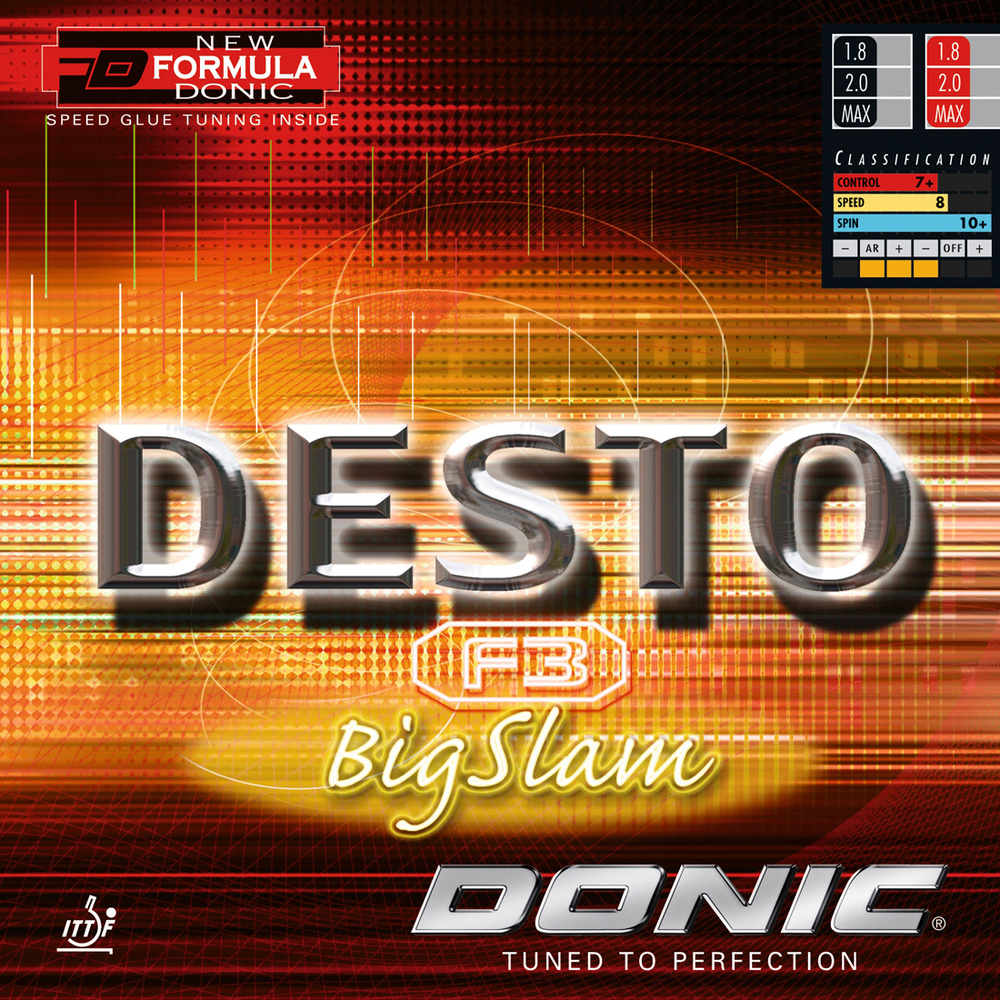 Накладка для ракетки настольного тенниса DONIC Desto F3 Big Sl., Красный, толщина губки 2,0  #1