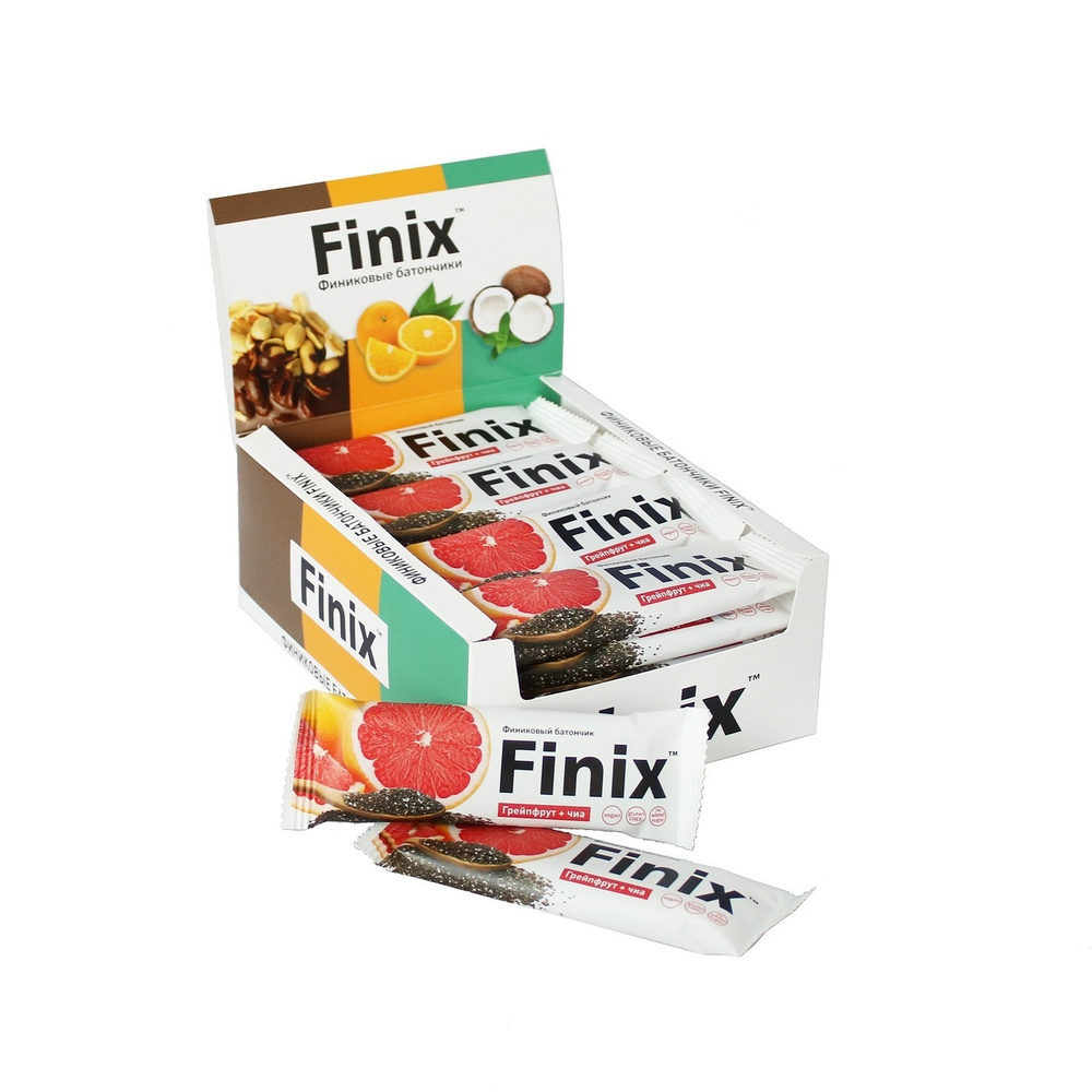 Финиковый батончик "Finix" с грейпфрутом и семенами чиа 24 шт по 30г  #1