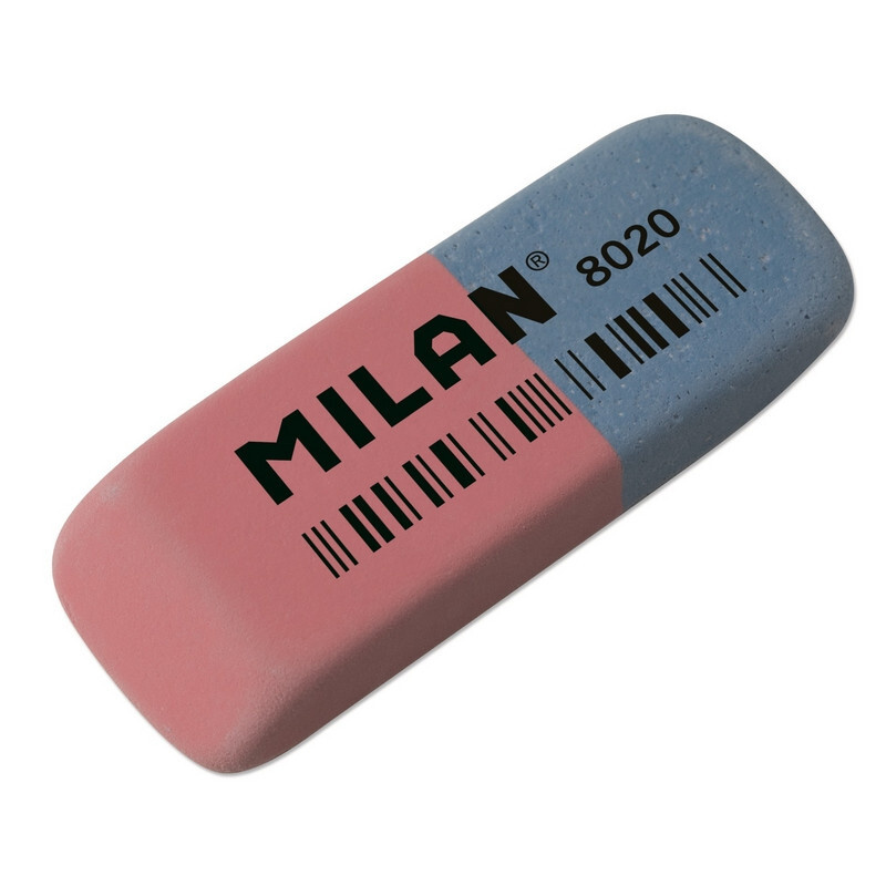 Ластик каучуковый Milan 8020 комбинир. для стирания чернил и графита  #1