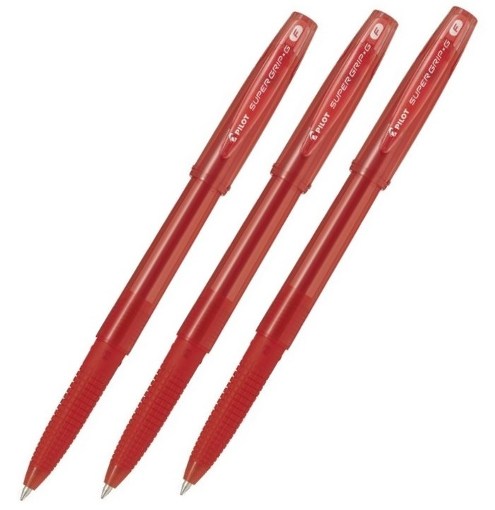 Набор из 3-х ручек PILOT Super Grip G F (0.7 мм), шариковая, красные чернила, грип  #1