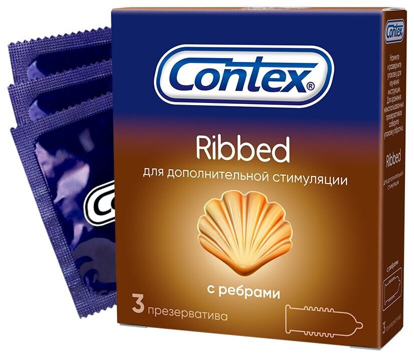 Презервативы Contex Ribbed 30 шт. (набор из 10 упаковок по 3 шт.) #1