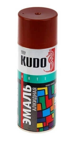Эмаль алкидная универсальная 520 мл аэрозоль KUDO, красно-коричневая KU-1024  #1