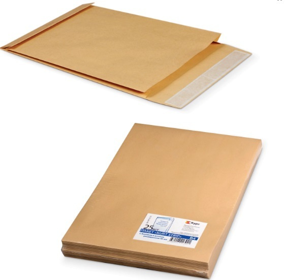 Конверт-пакеты В4 объемный (250х353х40 мм), до 300 листов, крафт-бумага, отрывная полоса, КОМПЛЕКТ 25 #1