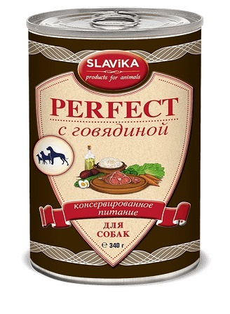 КОНСЕРВЫ SLAVIKA PERFECT для собак, с говядиной, 340г*12шт #1