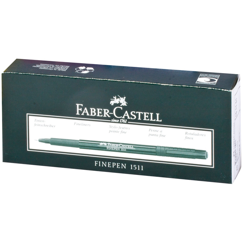 Линеры ручки капиллярные черные Faber-Castell Finepen 1511, 10 шт. #1