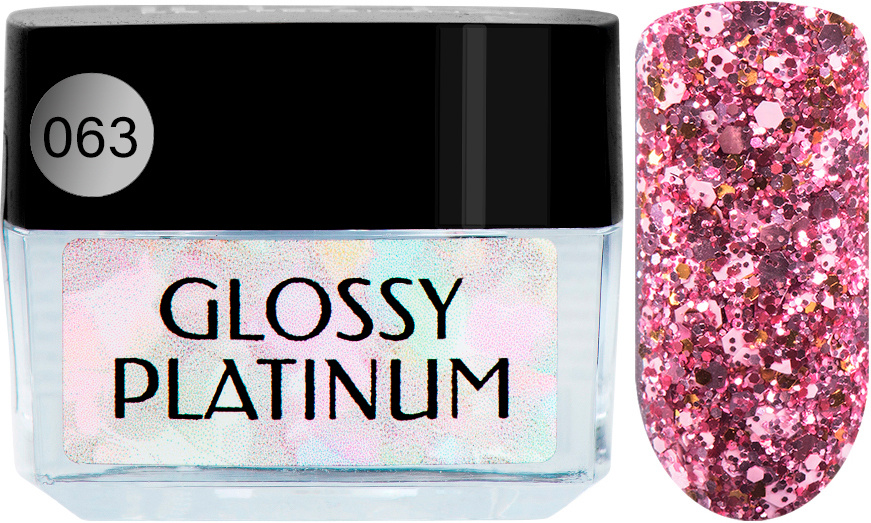 IRISK Гель-лак с блестками Glossy Platinum, № 63 розовый, 5 мл #1