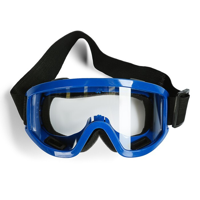 Очки-маска для езды на мототехнике, стекло прозрачное, цвет синий  #1