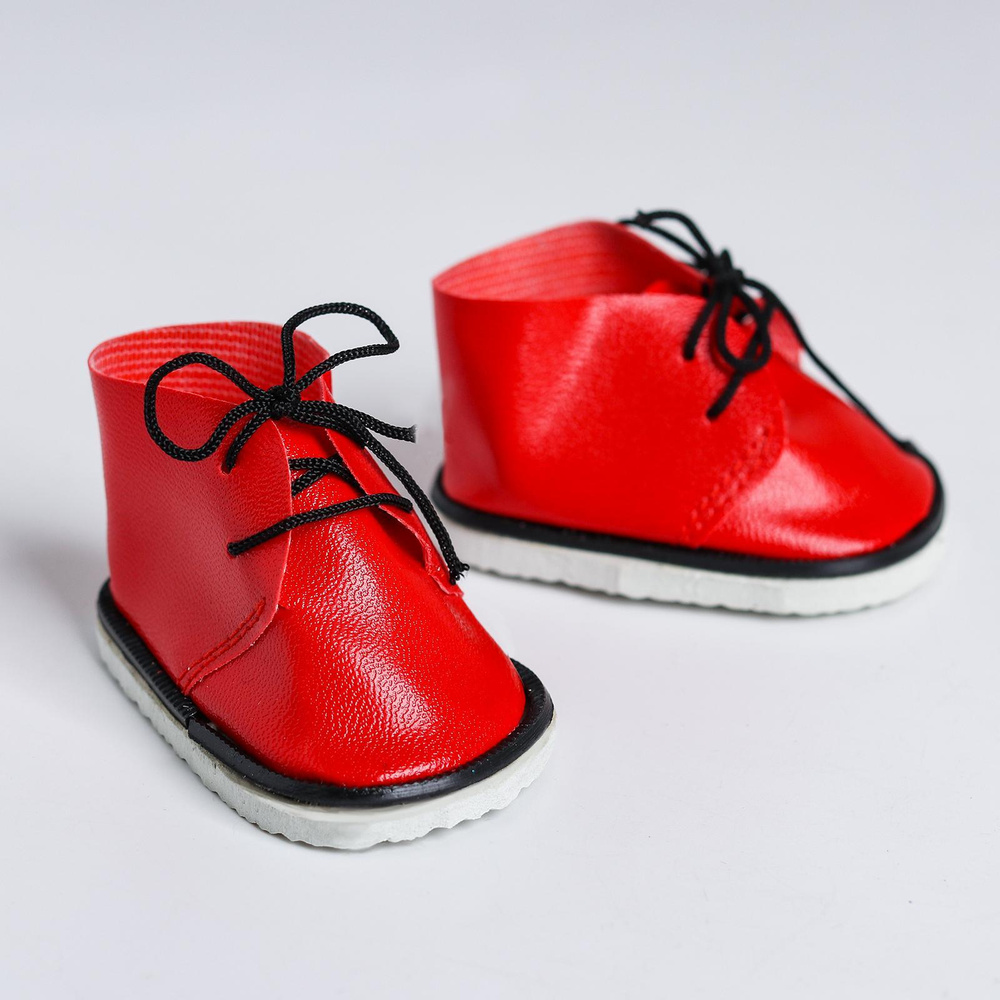 Ботинки для куклы "Завязки", длина подошвы 7,5 см, 1 пара, цвет красный  #1