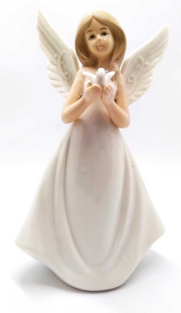 Статуэтка фигурка Ангел с голубем 16, 5см фарфор, фарфоровые статуэтки ангела, статуэтки для интерьера #1