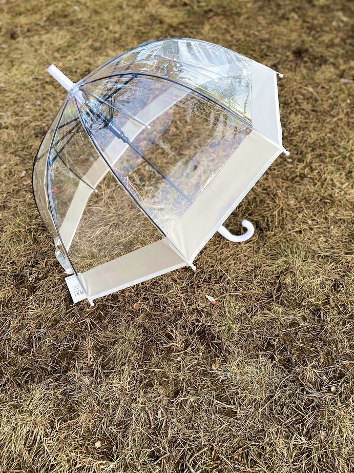 Зонт-трость прозрачный / Детский зонтик от дождя Galaxy C-528 полуавтомат (белый)  #1