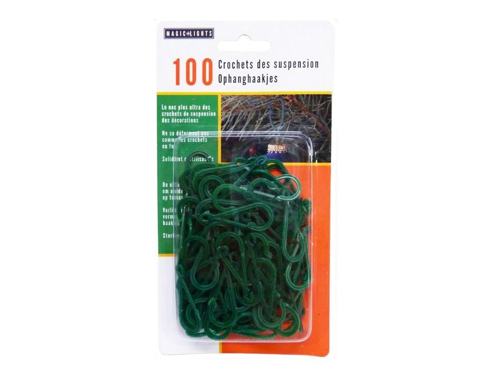 Набор крючков-карабинов для ёлочных игрушек, пластик, зелёный, 100 шт., Peha Magic  #1