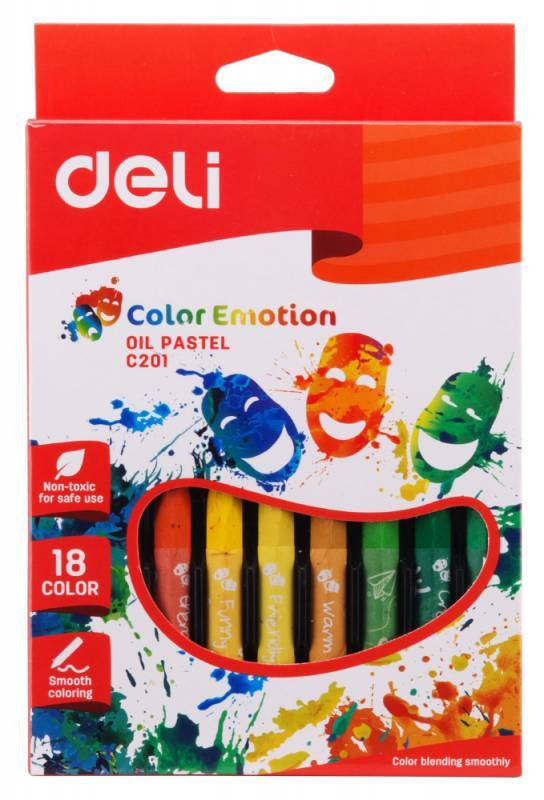 Масляная пастель Deli EC20110 Color Emotion шестигранные 18цв. картон.кор./европод.  #1