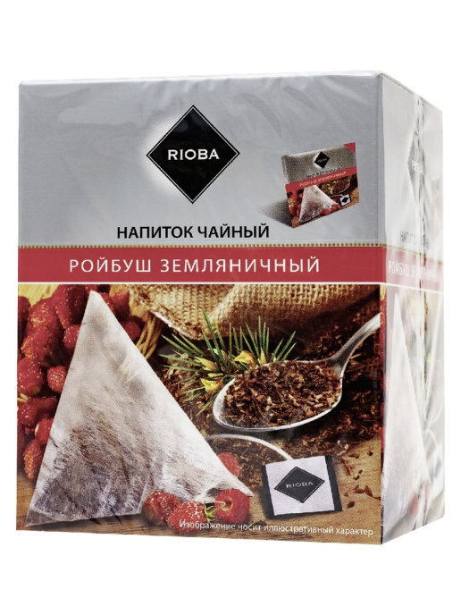 Чайный напиток, Ройбуш земляничный, Rioba, 20 пир по 2 гр, 4 штуки  #1