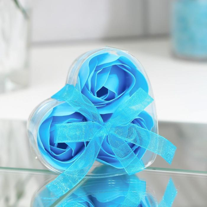 Мыльные розочки, синие, набор 3 шт. / Подарок из мыльных цветов  #1